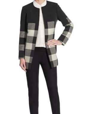 Lafayette 148 New York Pria Checkered Long Coat